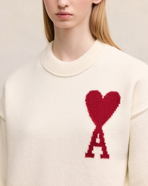 Pull Blanc Ami de Coeur En Laine - 10 - Ami Paris