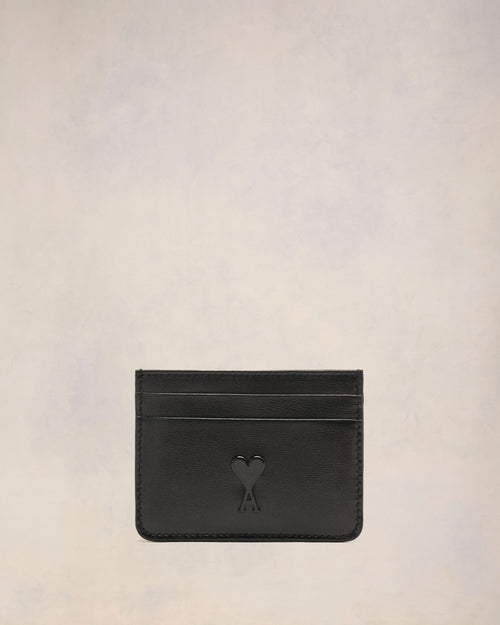 								Black Leather Ami de Coeur Card Holder - 3							 - Ami Paris