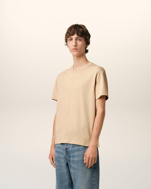 Beige Cotton Ami de Coeur T-Shirt - 6 - Ami Paris