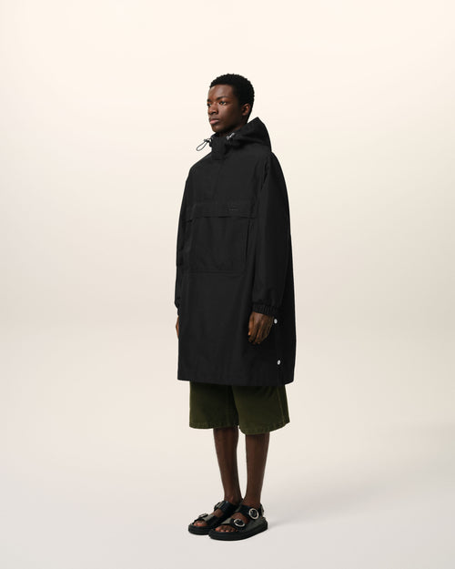 Black Water-repellent Long Hooded Windbreaker - 6 - Ami Paris