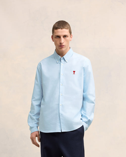 Blue Cotton Button-Down Ami de Coeur Shirt - 1 - Ami Paris