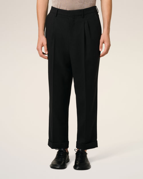 Black Wool Carrot Fit Trousers - 3 - Ami Paris