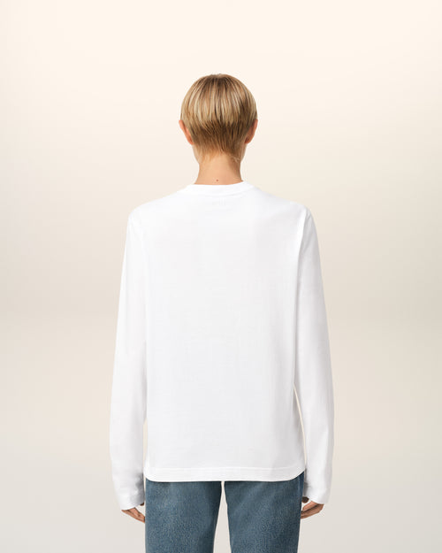 T-Shirt Blanc Manches Longues Ami de Coeur En Coton - 11 - Ami Paris