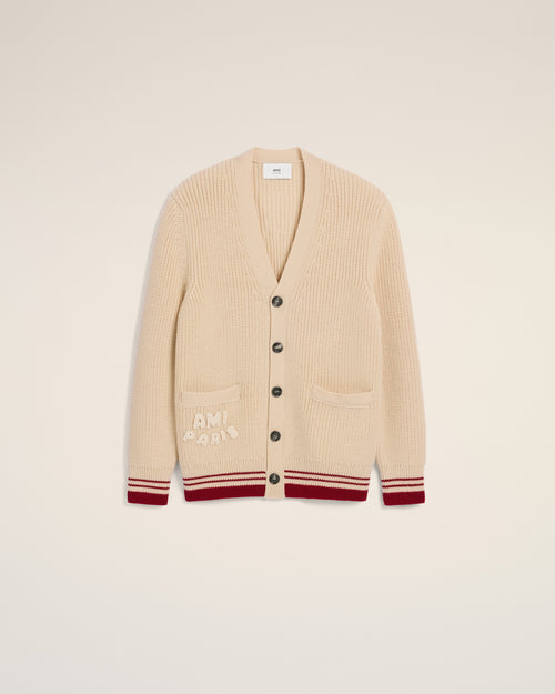 Beige Wool Ribbed Sweater - 4 - Ami Paris