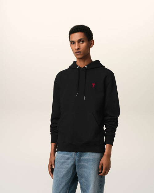 Hoodie Noir Ami de Coeur En Coton - 1 - Ami Paris