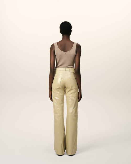 Leather Straight Fit Trousers - 4 - Ami Paris