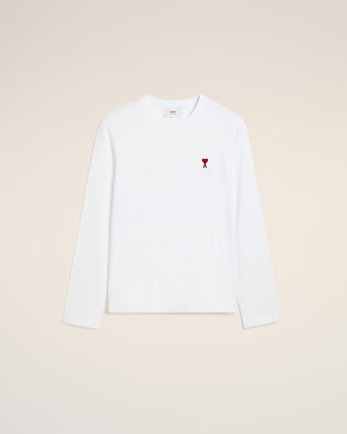 White Cotton Ami de Coeur Long Sleeves T-Shirt - WHITE - Ami Paris