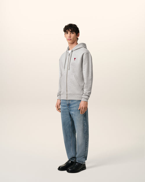 Hoodie Gris Zippé Ami de Coeur En Coton - 6 - Ami Paris