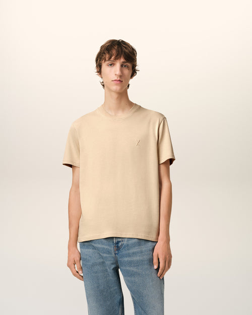 Beige Cotton Ami de Coeur T-Shirt - 2 - Ami Paris