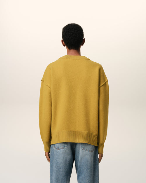 Mustard Wool Ami de Coeur Cardigan - 5 - Ami Paris