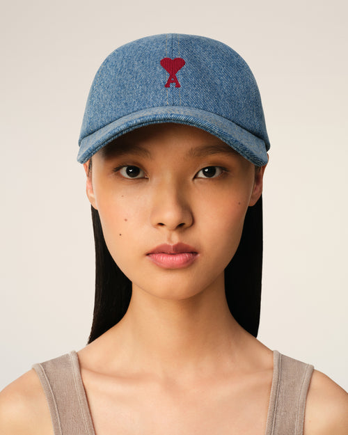 									Blue Cotton Ami de Coeur Embroidery Cap - 3								 - Ami Paris