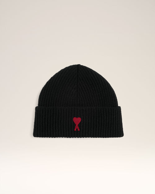 Black Wool Ami de Coeur Beanie - 1 - Ami Paris