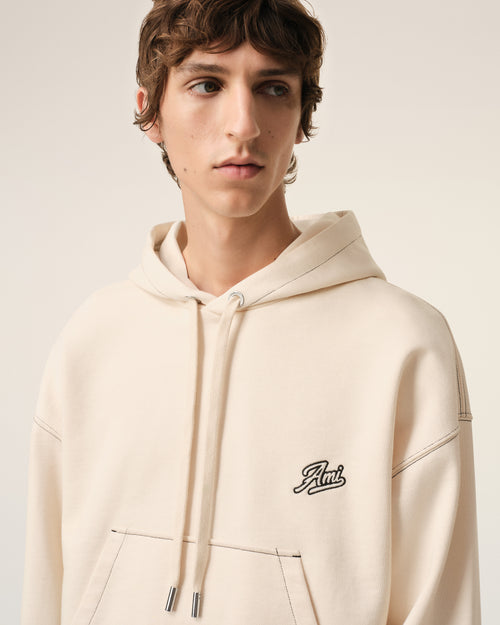 Beige Cotton Hoodie Ami Signature - 4 - Ami Paris