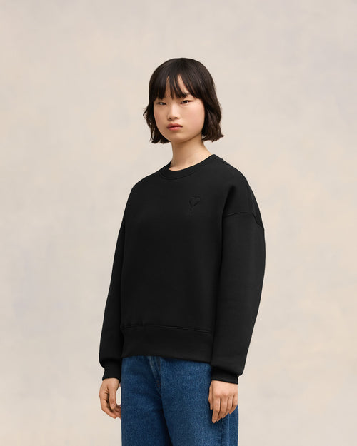 Black Cotton Ami de Coeur Sweatshirt - 12 - Ami Paris