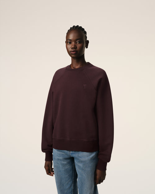 Burgundy Cotton Tonal Ami de Coeur Sweatshirt - 9 - Ami Paris