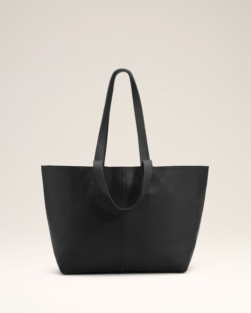 Black Leather Midi Tote Bag - 10 - Ami Paris