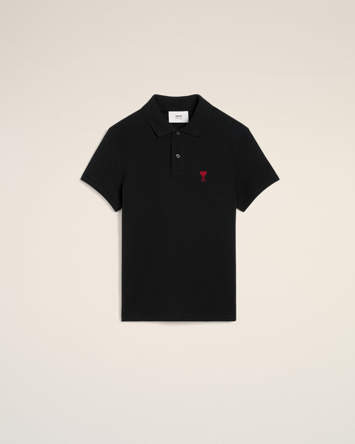 								Black Cotton Ami de Coeur Polo Shirt - 3							 - Ami Paris