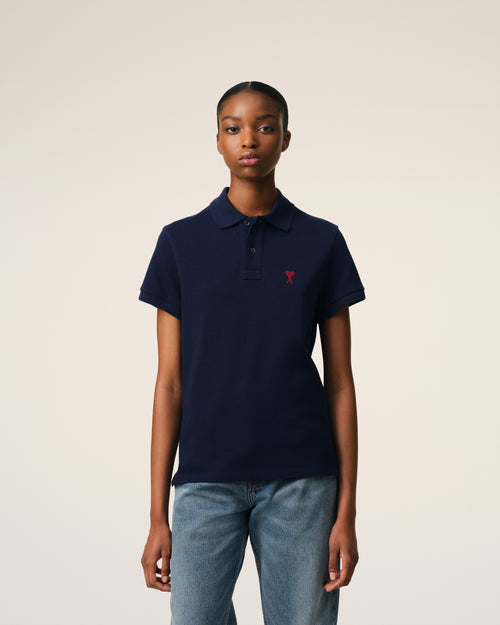 Navy Cotton Ami de Coeur Polo Shirt - 9 - Ami Paris