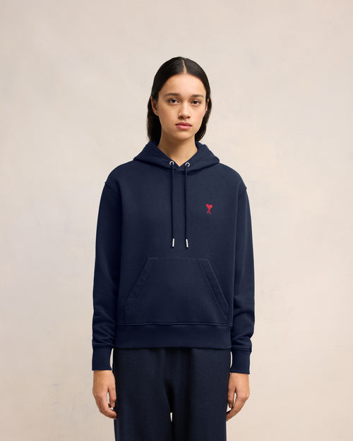 Navy Cotton Ami de Coeur Hoodie - 9 - Ami Paris