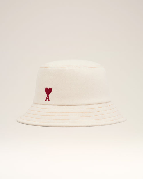 Beige Cotton Ami de Coeur Embroidery Bucket Hat - 7 - Ami Paris