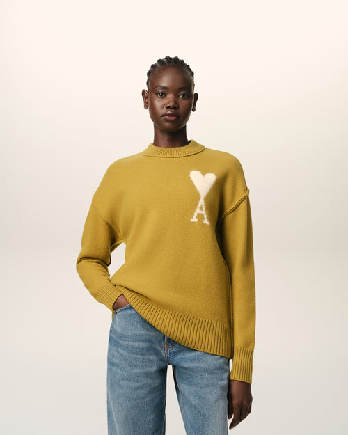 Mustard Wool Ami de Coeur Sweater - 7 - Ami Paris