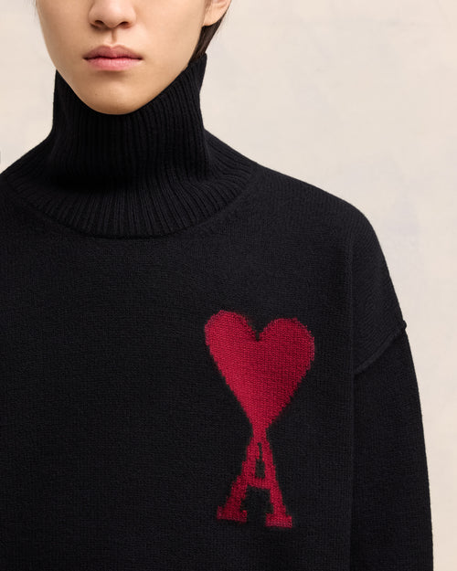 Black Wool Ami de Coeur Sweater - 4 - Ami Paris