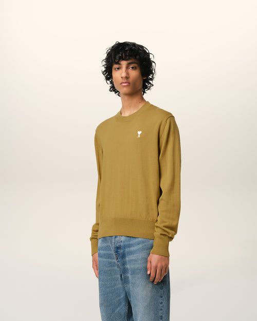 Mustard Wool Ami de Coeur Crew Neck Sweater - 6 - Ami Paris