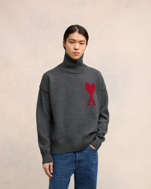 Grey Wool Ami de Coeur Sweater - 3 - Ami Paris