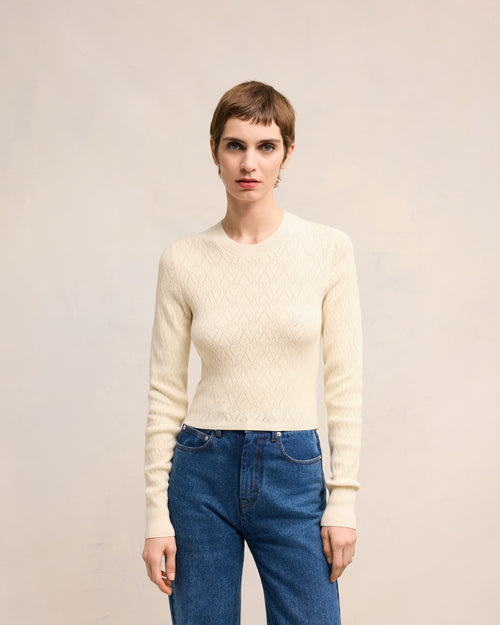 Ami de Coeur Pointelle Crew Neck Sweater - 3 - Ami Paris