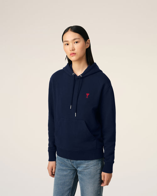 Navy Cotton Ami de Coeur Hoodie - 9 - Ami Paris