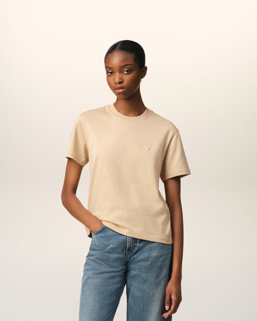 									Beige Cotton Ami de Coeur T-Shirt - 3								 - Ami Paris