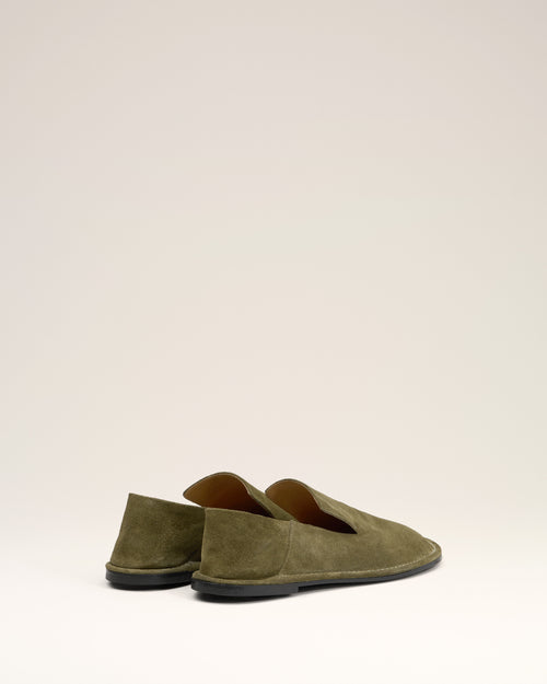 Khaki Leather Midi Slippers - 4 - Ami Paris