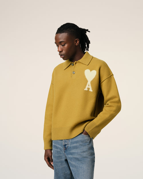 Mustard Wool Ami de Coeur Polo - 3 - Ami Paris