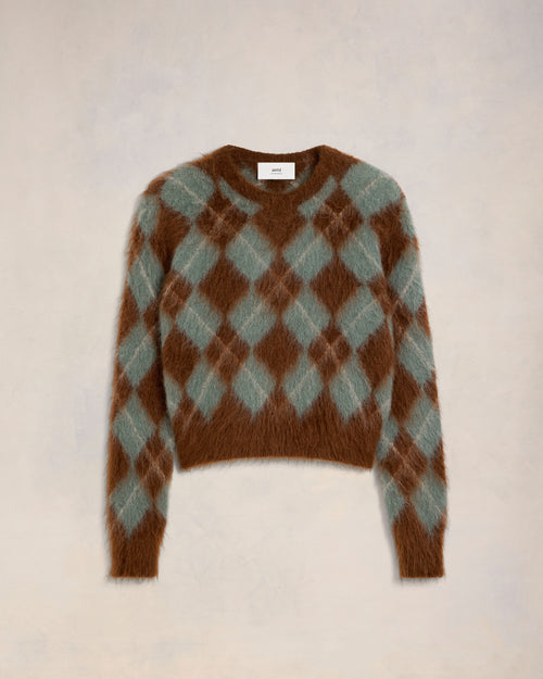 Alpaca Mohair Brushed Argyle Sweater - 2 - Ami Paris