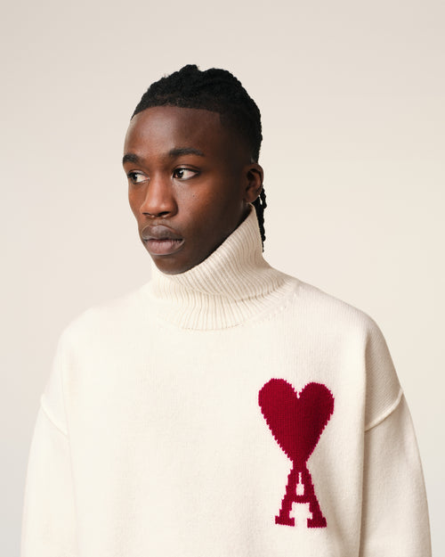 White Wool Ami de Coeur Sweater - 4 - Ami Paris