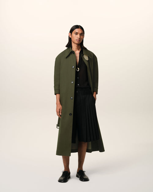 Green Cotton Belted Mac - 1 - Ami Paris