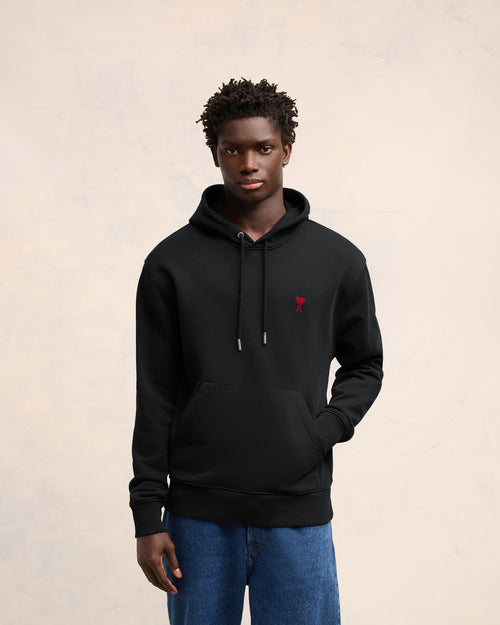 Hoodie Noir Ami de Coeur En Coton - 3 - Ami Paris