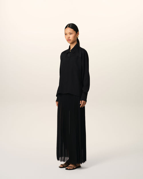 Black Contrasted Top Long Sleeve Shirt - 6 - Ami Paris