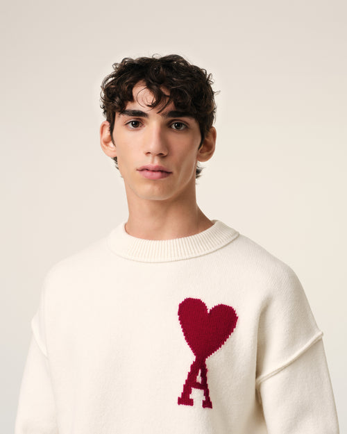 White Wool Ami de Coeur Sweater - 4 - Ami Paris