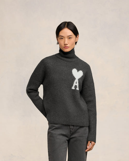 							Off-White Ami de Coeur Funnel Neck Sweater - 3						 - Ami Paris