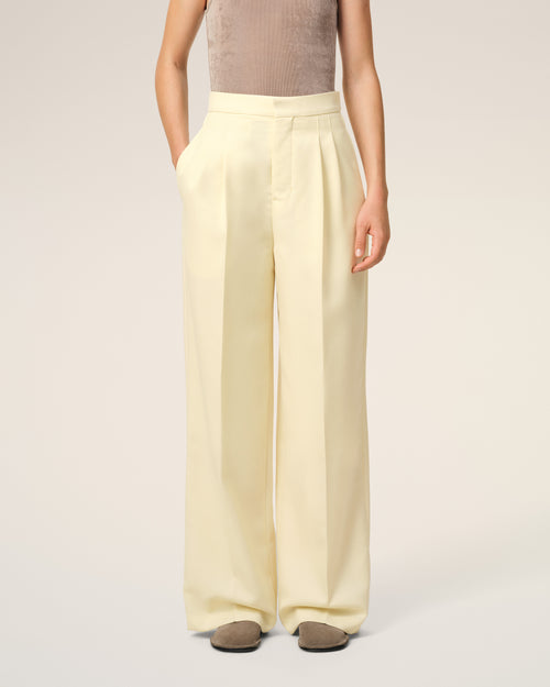 Yellow Wool High Waist Large Trousers - 3 - Ami Paris