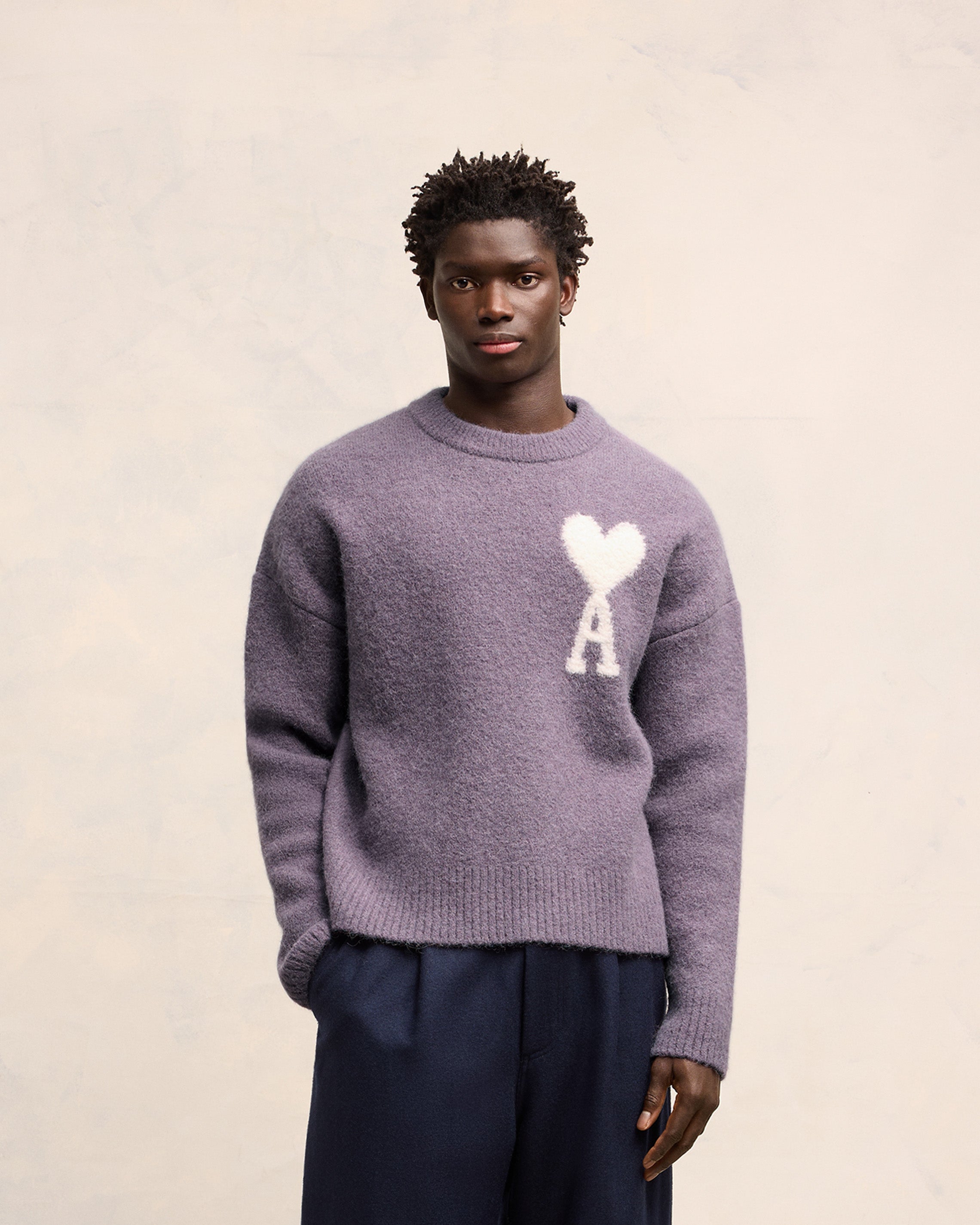 AMI Men s Ami de Coeur Sweater Purple Crew Neck