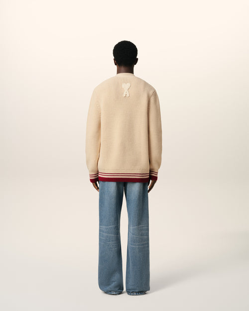 Beige Wool Ribbed Sweater - 5 - Ami Paris