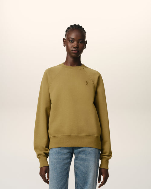 									Mustard Cotton Tonal Ami de Coeur Sweatshirt - 3								 - Ami Paris