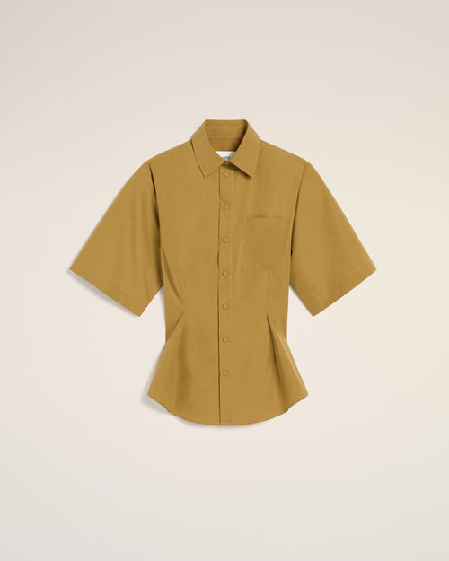 								Mustard Cotton Short Sleeve Shirt - 3							 - Ami Paris