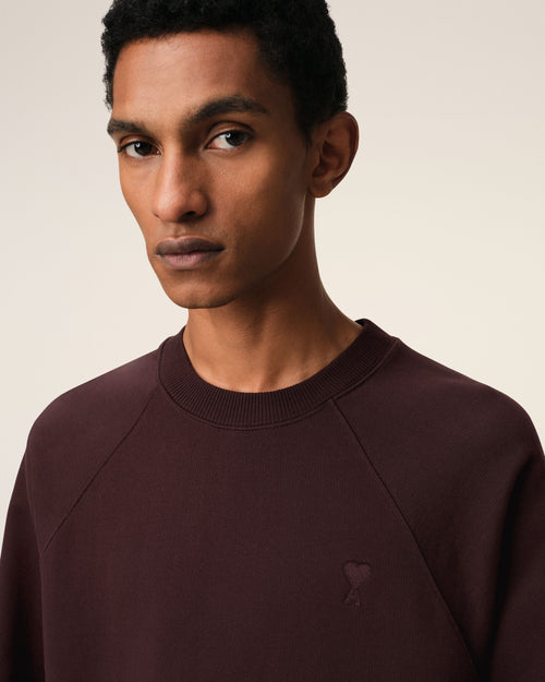 Burgundy Cotton Tonal Ami de Coeur Sweatshirt - 4 - Ami Paris