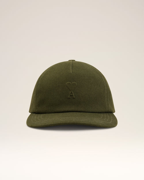 Green Cotton Embossed Ami de Coeur Cap - 4 - Ami Paris