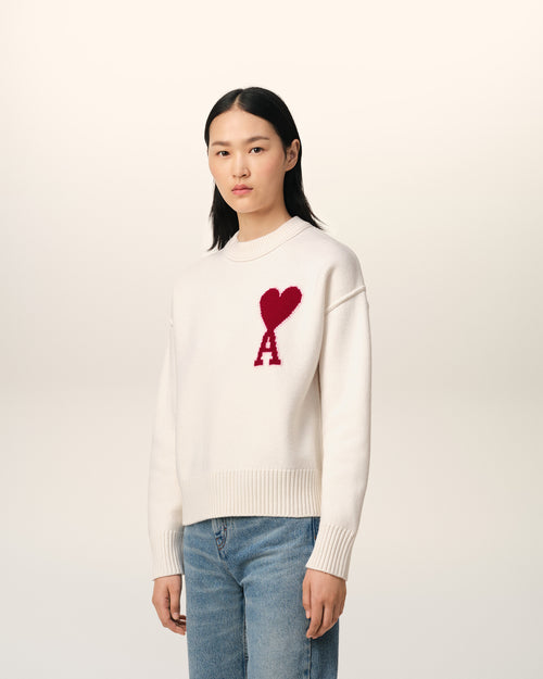 White Wool Ami de Coeur Sweater - 12 - Ami Paris