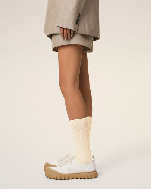 								Beige Cotton Ami de Coeur Socks - 3							 - Ami Paris