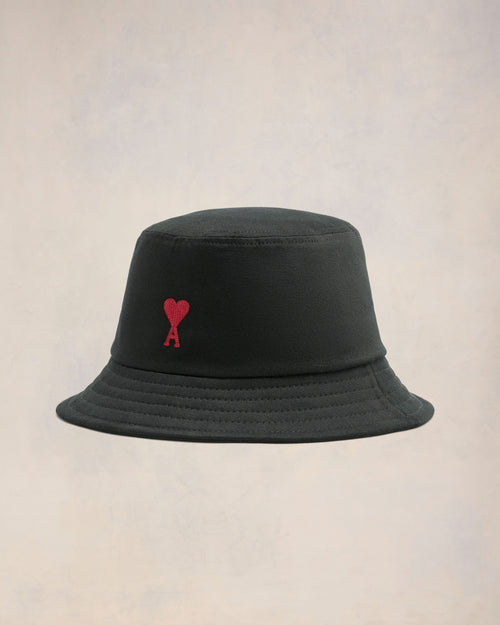 Red Ami de Coeur Embroidery Bucket Hat - 1 - Ami Paris